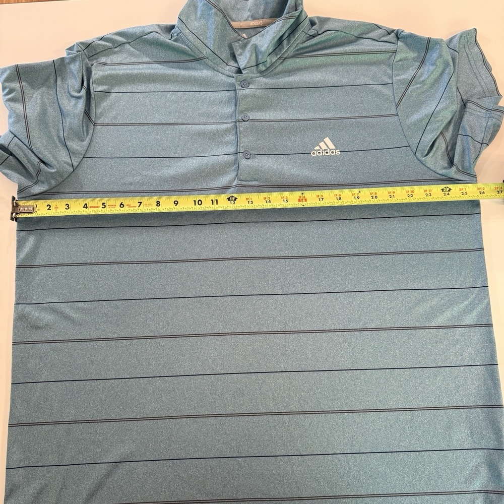 Adidas Golf Mens Short Sleeve Polo Golf Shirt Size 2XL Blue Sportswear Striped - Picture 4 of 6